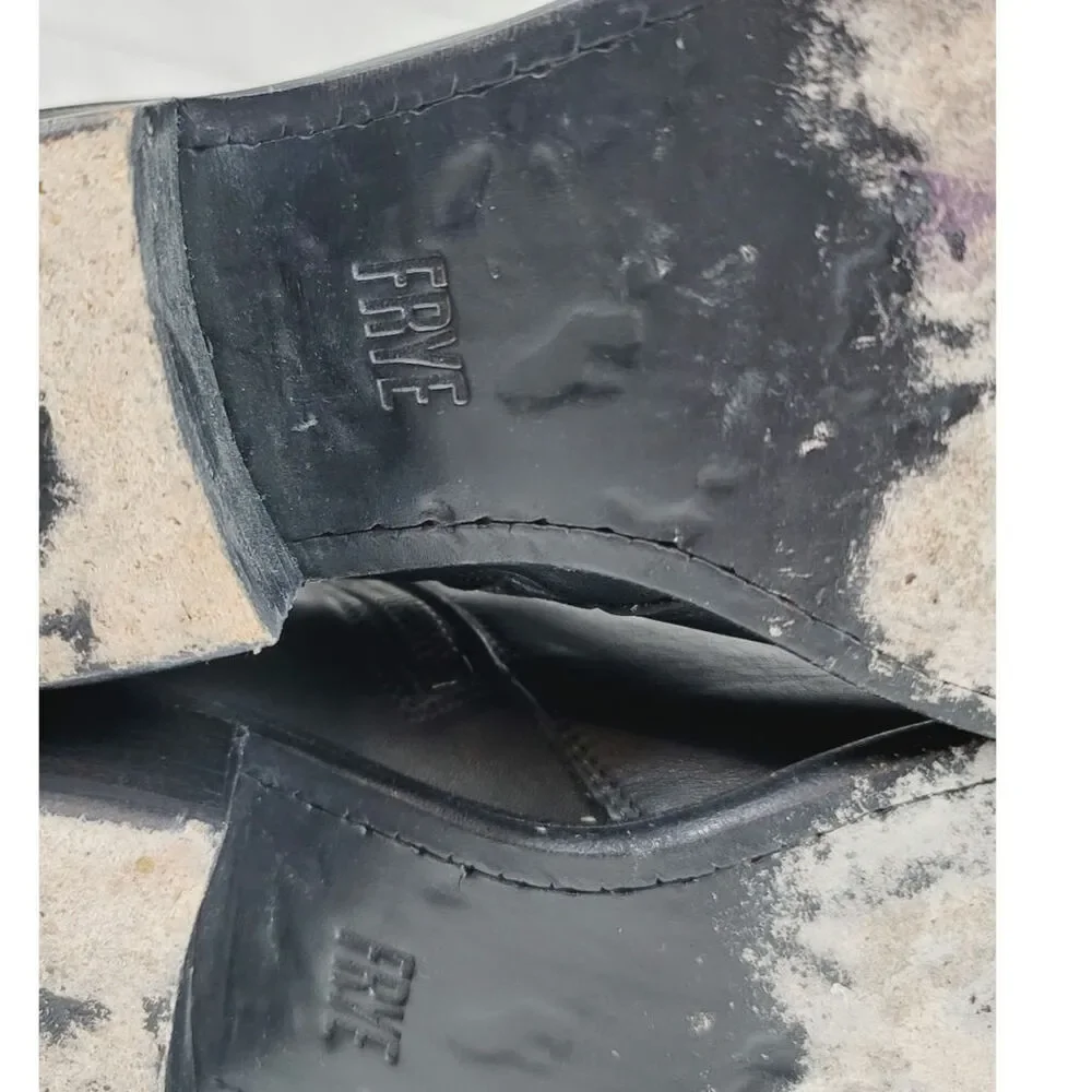 Frye Carson Leather Piping Ankle Booties in Black, sz 10